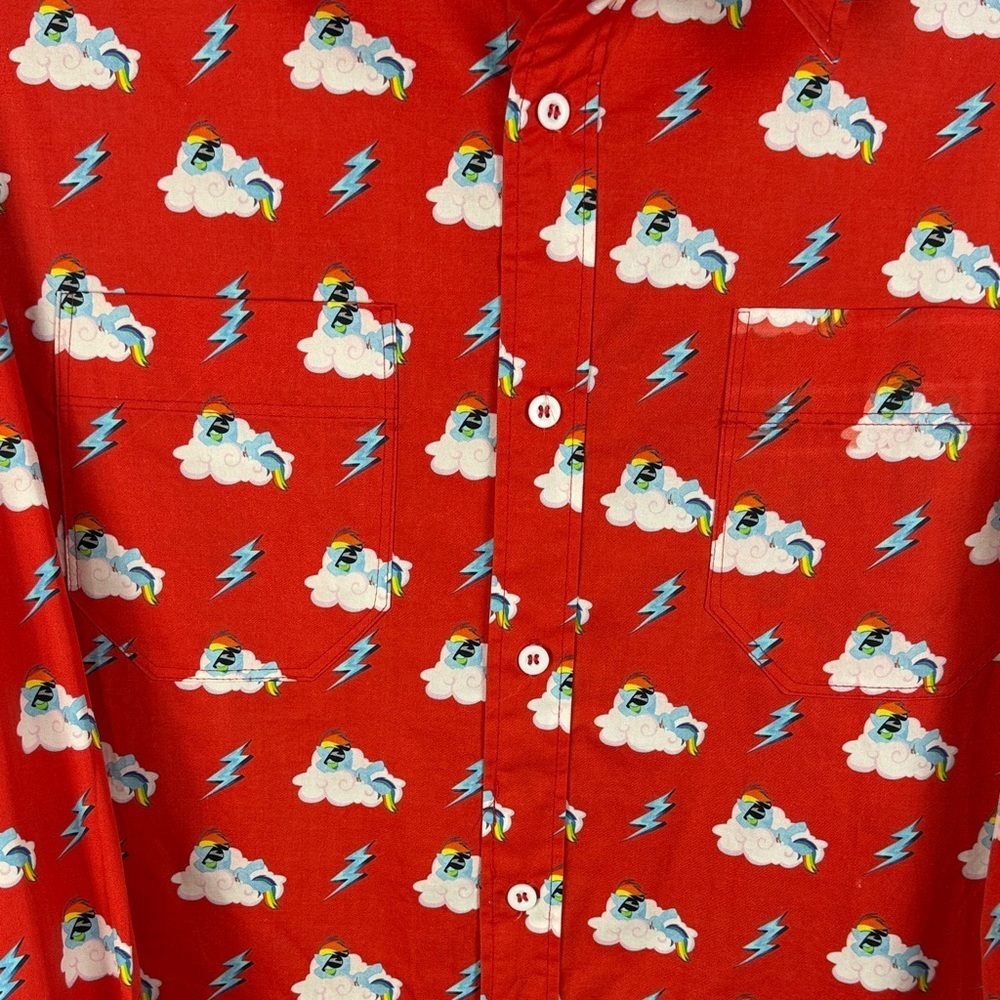 Hayley Elsaesser Cotton Cloud Lightning Unicorn Print Button Down Med Red Shirt - Picture 10 of 13